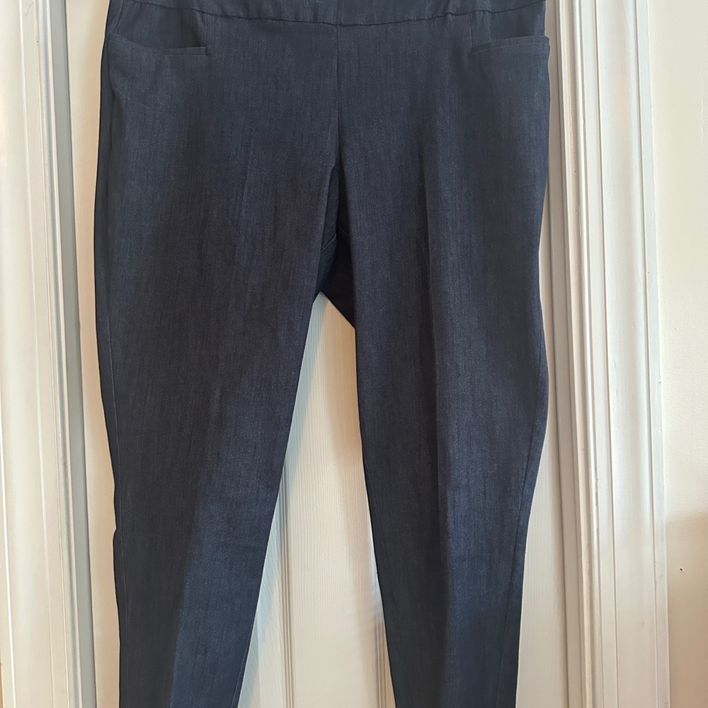 Gray denim ankle pull on pants